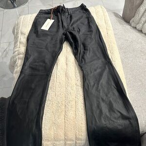 SLVRLAKE Black Leather Flare Pants